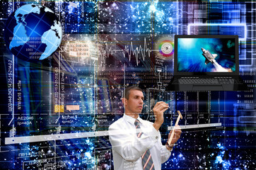 Wall Mural - the newest engineering computer technologies for creation space program