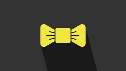 Poster - Yellow Bow tie icon isolated on grey background. 4K Video motion graphic animation