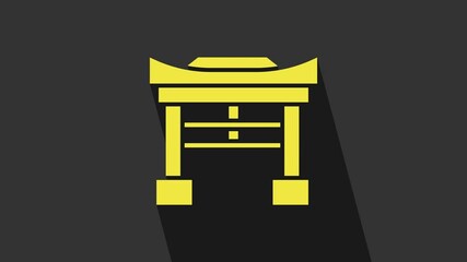 Sticker - Yellow Japan Gate icon isolated on grey background. Torii gate sign. Japanese traditional classic gate symbol. 4K Video motion graphic animation