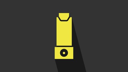 Sticker - Yellow Inhaler icon isolated on grey background. Breather for cough relief, inhalation, allergic patient. 4K Video motion graphic animation