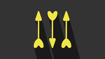 Poster - Yellow Hipster arrows icon isolated on grey background. 4K Video motion graphic animation