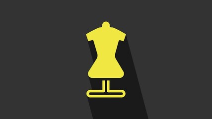 Poster - yellow mannequin icon isolated on grey background. tailor dummy. 4k video motion graphic animation