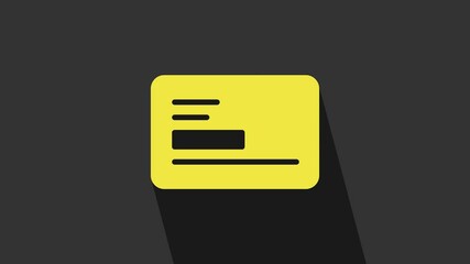 Sticker - Yellow Visiting card, business card icon isolated on grey background. Corporate identity template. 4K Video motion graphic animation