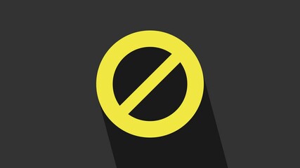 Canvas Print - Yellow Ban icon isolated on grey background. Stop symbol. 4K Video motion graphic animation