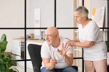 Sticker - Stressed senior man at home