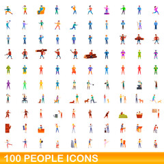 Wall Mural - 100 people icons set. Cartoon illustration of 100 people icons vector set isolated on white background