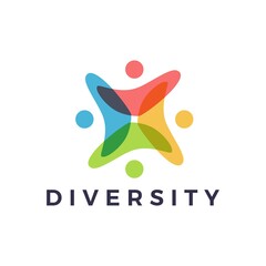 Wall Mural - people family diversity colorful overlap overlapping logo vector icon illustration