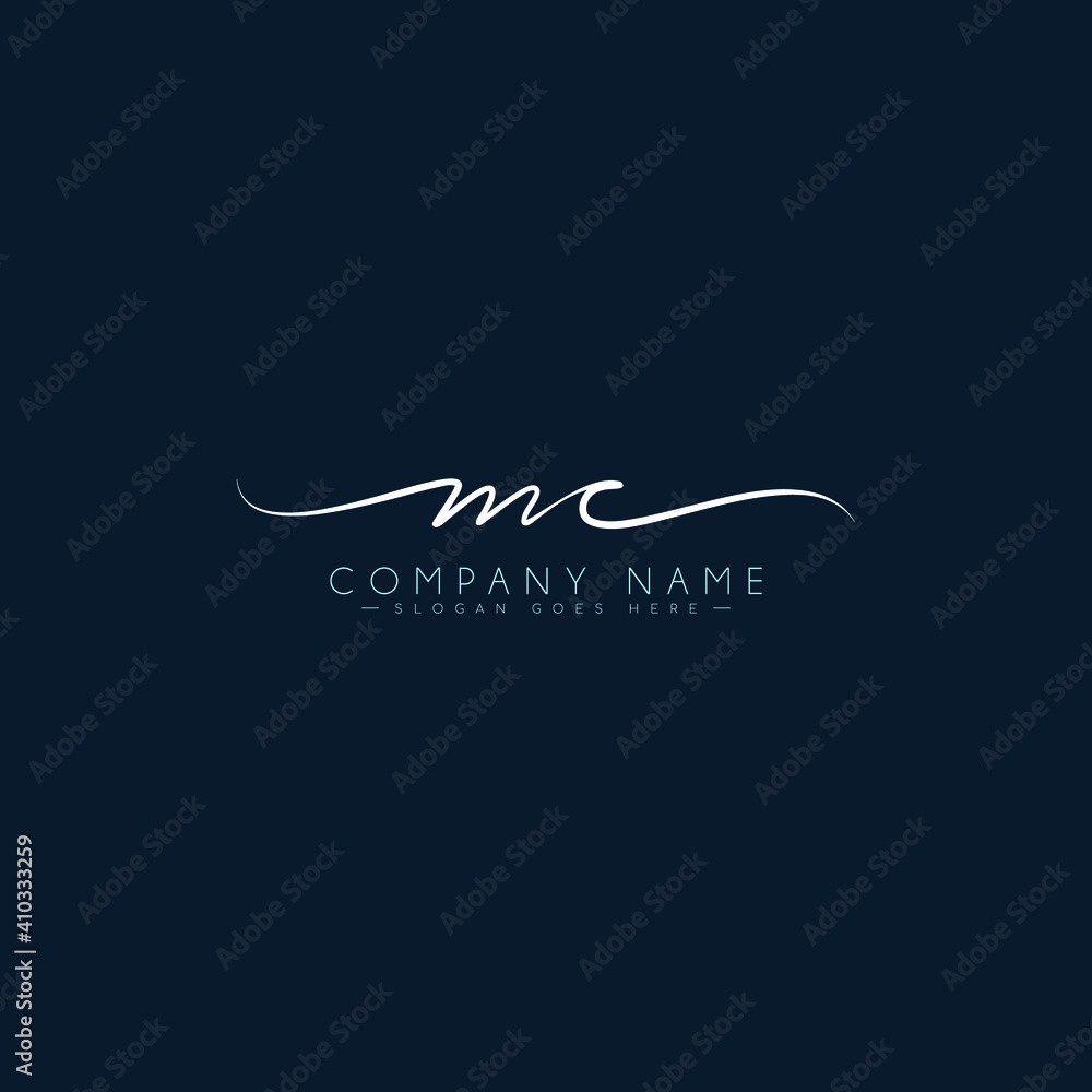 Initial Letter MC Logo - Handwritten Signature Logo - obrazy, fototapety, plakaty 