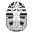Mask of Tutankhamun. Gold mask. Living image of Amon. Valley of the Kings in Egypt. King Tutankhamun's death mask. Pharaoh of Ancient Egypt. Tutankhamun. King Tut. Vector graphics to design