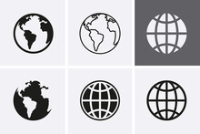 Earth Globe Icons, Worldmap.