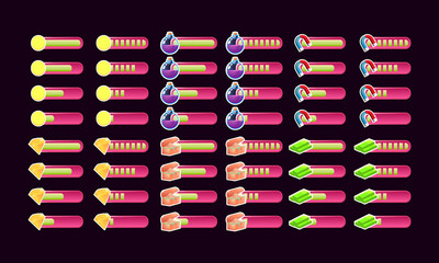 Wall Mural - set of casual pink game ui progress bar