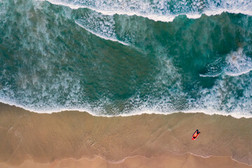  Lonely boat on the beach - aerial photograph