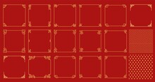 Happy Chinese New Year 2021, Year Of The Ox . Isolated On Red Background. Frame Chinese Ornament. Ox Sign Zodiac Bundles Collection
