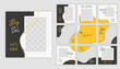 © bebe77er - Set of Editable minimal square banner template. Black and yellow background color with shape. Suitable for social media post and web ads.