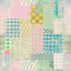 Fototapete - Abstract seamless pattern with imitation of a grunge shabby chic texture. Vintage ornament. Vector image.