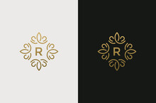 Letter R Monogram Design Elements, Graceful Template. Elegant Line Art Logo Design. Retro Vintage Insignia Or Logotype.