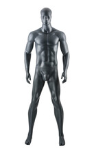 Male Gray Athletic Mannequin Doll Or Store Display Dummy Isolated.