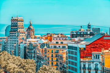 Wall Mural - Panorama of the center of Barcelona, the capital of the Autonomy