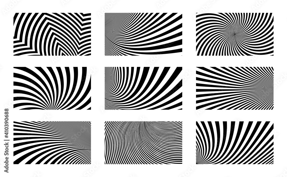 Set of Optical Illusion Backgrounds. Geometric pattern with stripes ...