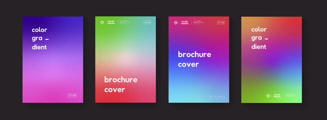 Poster - Abstract colorful gradient backgrounds. Trendy modern fluid posters collection  A4 size blurred color backdrop illustrations for brochure, banner, print, flayer, cover, placard.