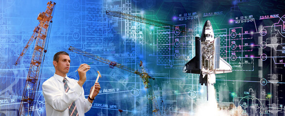 Wall Mural - The newest construction engineering technology for space