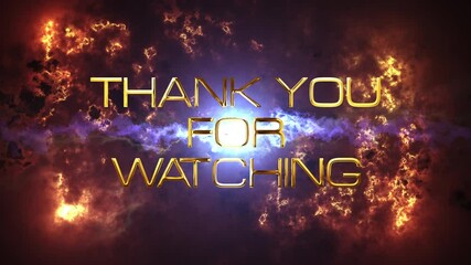 Wall Mural - thank you for watching cinematic trailer loop with optical flares light and dramatic sky effect back