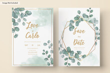 Wedding Invitation Card With Greenery Eucalyptus Leaves