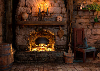 3D Rendering Medieval Fantasy Cottage