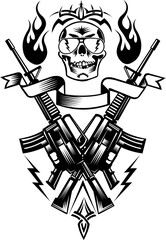 Wall Mural - Skull combat and guns