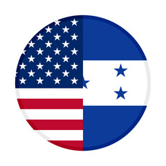 round icon with united states and honduras flags	
