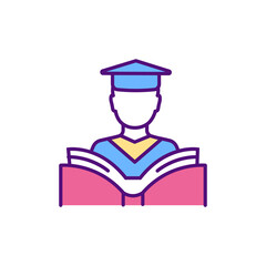Online textbooks RGB color icon. Online teaching digital resources. Digital devices for viewing learning program and different information resourses at schools. Isolated vector illustration