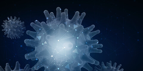 Sticker - 3d rendering Virus bacteria cells background