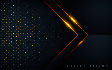 Wall Mural - modern black background with gold light effect