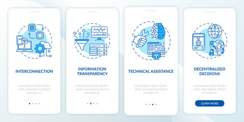 Wall Mural - industry 4.0 onboarding mobile app page screen with concepts. digital information, technical assista