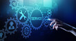 © WrightStudio - Service support customer help call center Business technology button on virtual screen.