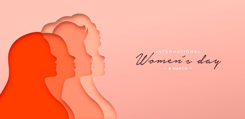 Wall Mural - Happy Women Day paper cut woman group banner