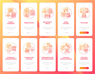 Wall Mural - online teaching onboarding mobile app page screen with concepts set. online english teaching challen