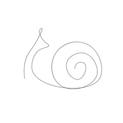 Sticker - One line drawing snail animal silhouette icon or logo isolated on the white background. Print for clothes. Vector illustration