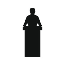 Vector Of Politician Speaking At A Lectern