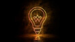 © RocknRoller Studios - Orange and yellow neon light lightbulb icon. Vibrant colored technology symbol, isolated on a black background. 3D Render