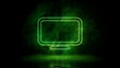 © RocknRoller Studios - Green neon light display icon. Vibrant colored technology symbol, isolated on a black background. 3D Render