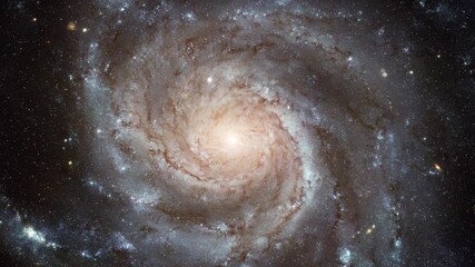 Wall Mural - Approaching to Pinwheel galaxy center in outer space, animated rotation. Based on image furnished by Nasa