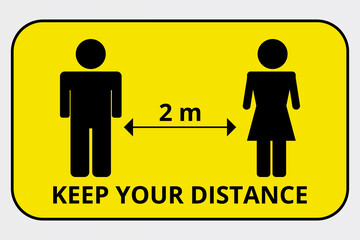 social distance. keep a distance of 2 meters, avoid the crowd. preventive measures to protect yourse