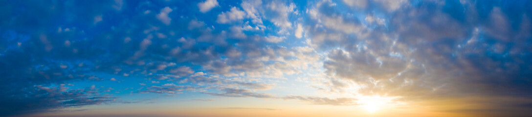 Poster -  Panorama sunrise sky and cloud at morning background image . Panorama sky and cloud.