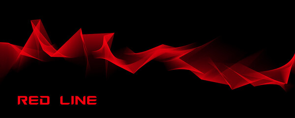 Poster - Broken red line on black background. Vector graphic