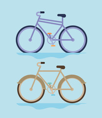 Wall Mural - set of two bycicles on a blue background