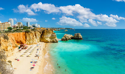 Wall Mural - Landscape with Praia dos Careanos, famous beach in Algarve, Portugal