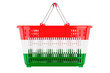 Shopping basket with Hungarian flag, market basket or purchasing power concept. 3D rendering