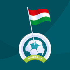 Hungary vector pinned to a soccer ball. European football 2020 tournament final stage. Official championship colors and style.