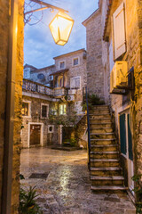 Wall Mural - Evening view of an old town in Budva, Montenegro.